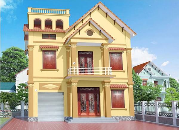 Mẫu sơn nhà đẹp bên ngoài màu vàng tựa như ánh nắng ban mai