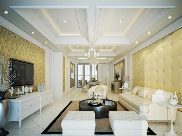 Hình 1. Mẫu trần thạch cao phòng khách đơn giản