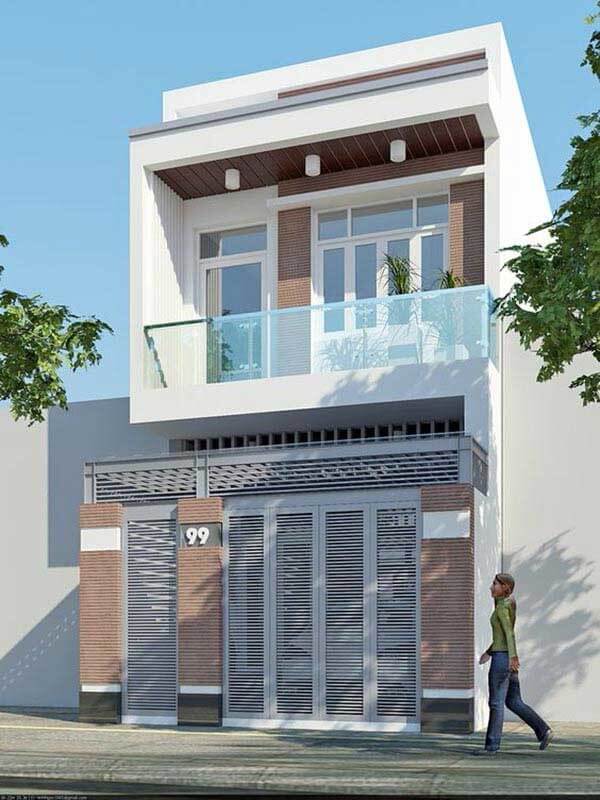 Mẫu nhà ống 2 tầng mái bê tông đẹp